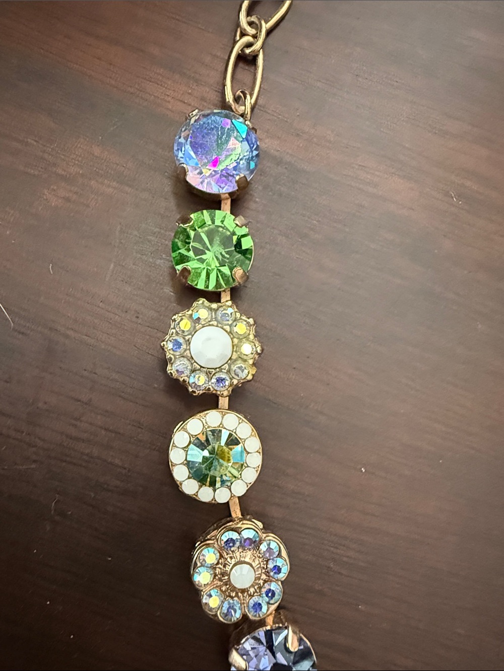 Mariana Multicolor Crystal Necklace Pastel Green Blue Purple Pink Rose Gold - Picture 5 of 9